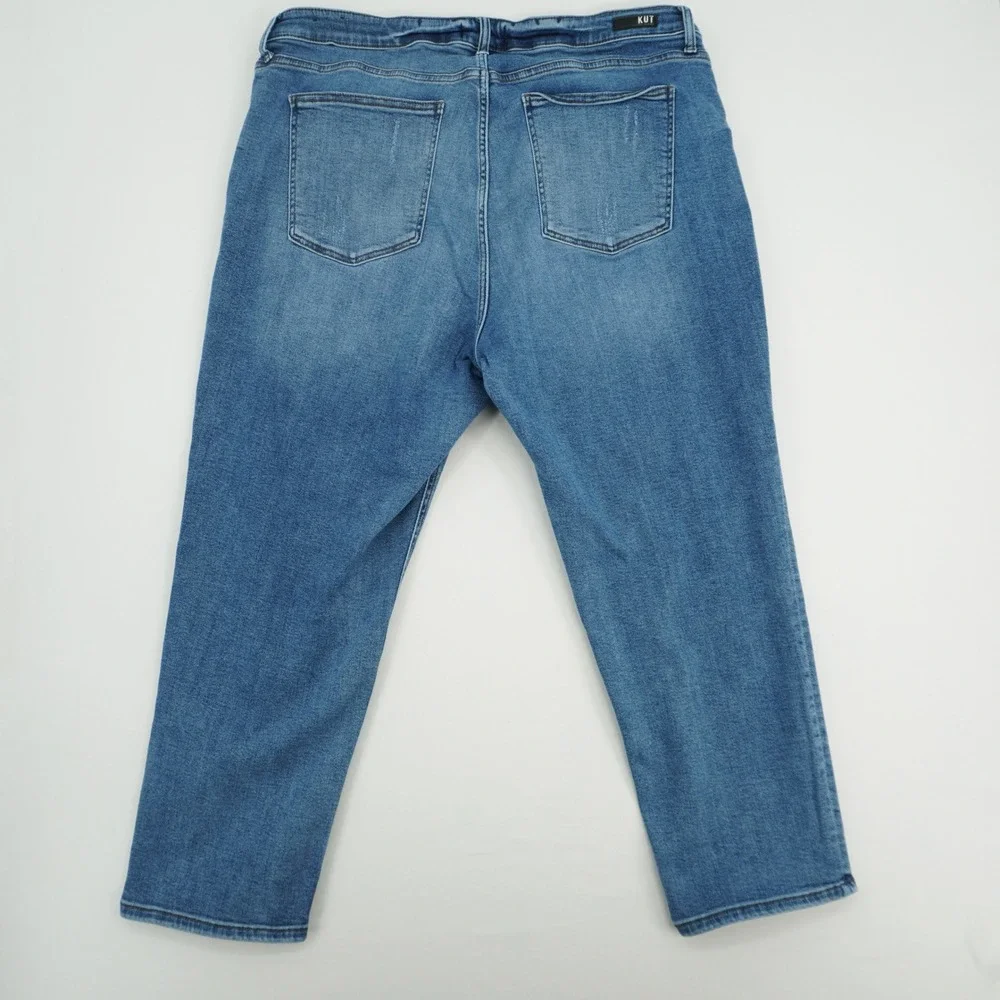 KUT From The Kloth Capri Jeans Womens 22W High Rise‎ Blue Distressed